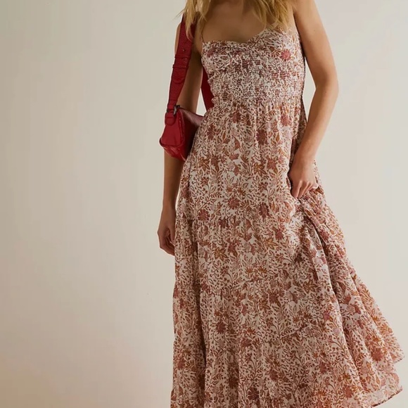 New Free People Sundrenched Printed Maxi Dress Size Large - Picture 1 of 5